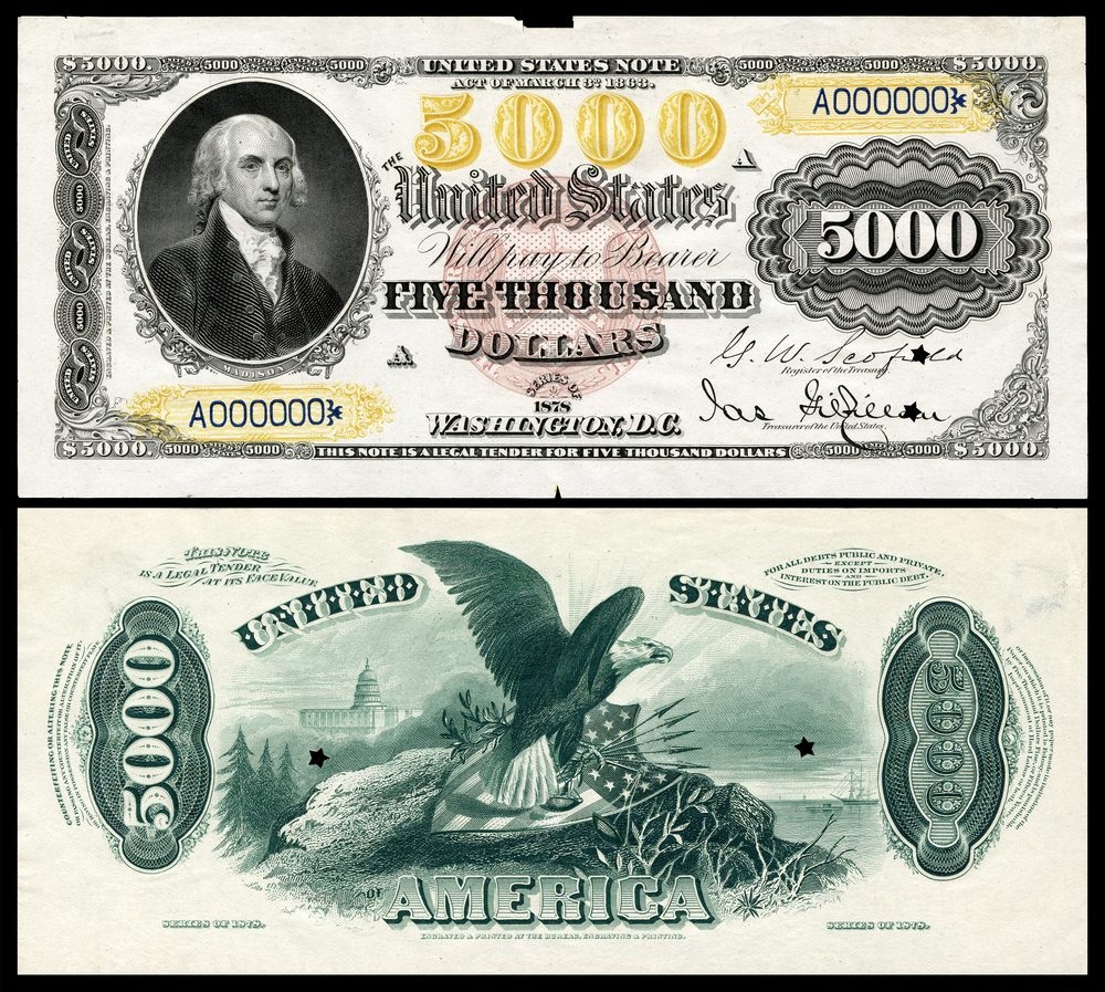 1878 1878 $5000 Legal Tender Specimen (Fr.188)