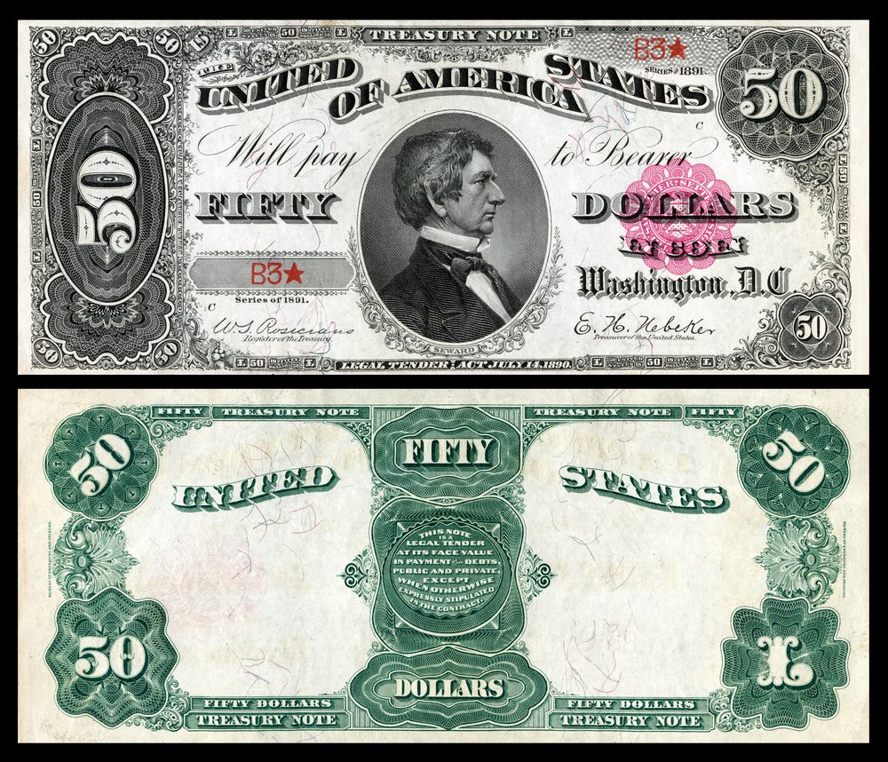 1891 1891 $50 Treasury Note — Seward portrait (Fr.376)