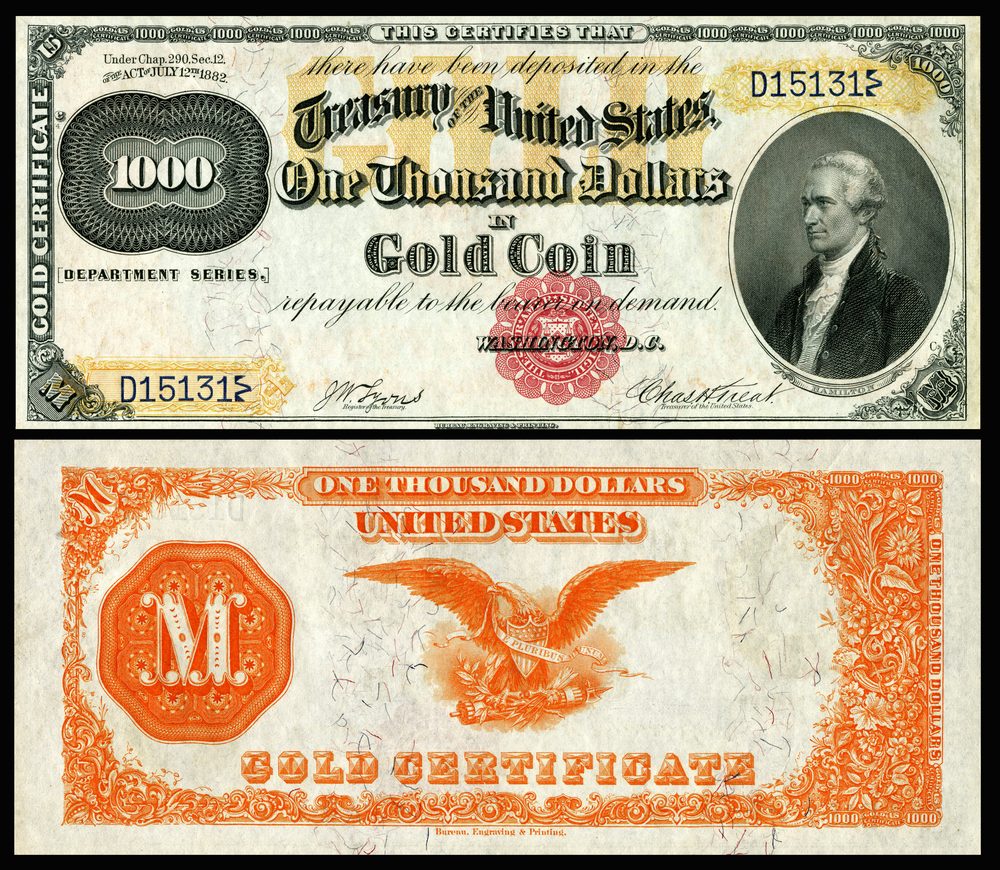 1882 1882 $1000 Gold Certificate (Fr.1218f)